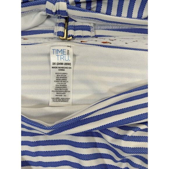 NEW Time and Tru Bikini Womens Plus Size 3X Swim Top & Bottoms Set Blue Stripes - Picture 6 of 14